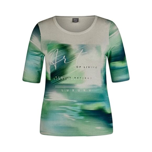 RABE ROUND NECK TEXT PRINT TOP. - Picture 3 of 9